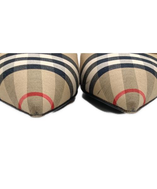 BURBERRY（バーバリー）BURBERRY (バーバリー) ビンテージチェックスリングバックヒールパンプス ベージュ サイズ:36の古着・服飾アイテム