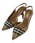 BURBERRY（バーバリー）の古着「ビンテージチェックスリングバックヒールパンプス」｜ベージュ