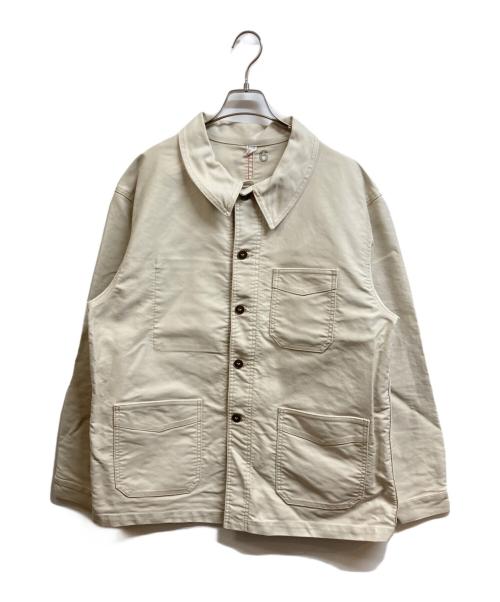 le travailleur gallice（ル・トラヴァイユール・ガリス）le travailleur gallice (ル・トラヴァイユール・ガリス) モールスキンワークジャケット ベージュ サイズ:6の古着・服飾アイテム