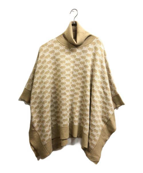 MICHAEL KORS（マイケル・コース）MICHAEL KORS (マイケルコース) ロゴグラムニットポンチョ ベージュ サイズ:L/XLの古着・服飾アイテム