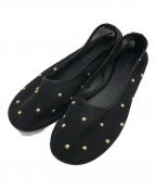 DEAR FRANCESディアフランセス）の古着「バラ スタッズド メッシュ バレエ シューズ」｜ブラック