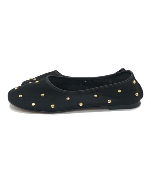 DEAR FRANCES（ディアフランセス）DEAR FRANCES (ディアフランセス) バラ スタッズド メッシュ バレエ シューズ ブラック サイズ:36の古着・服飾アイテム