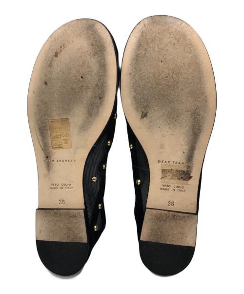 DEAR FRANCES（ディアフランセス）DEAR FRANCES (ディアフランセス) バラ スタッズド メッシュ バレエ シューズ ブラック サイズ:36の古着・服飾アイテム