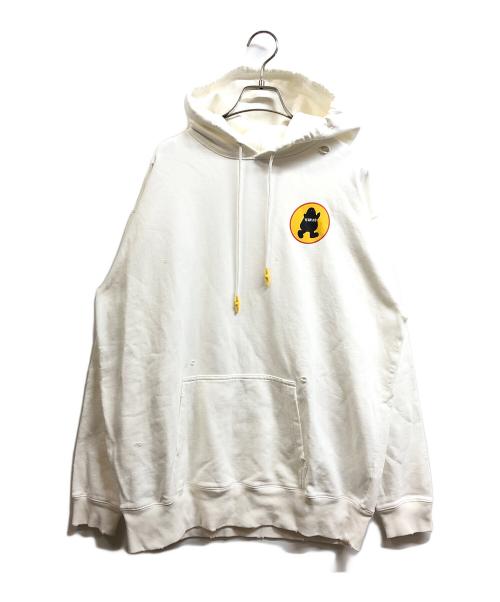 POGGY THE MAN（ポギーザマン）POGGY THE MAN (ポギーザマン) ヴィンテージ加工プルオーバーパーカー ホワイト サイズ:Lの古着・服飾アイテム