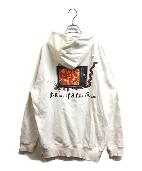 POGGY THE MAN（ポギーザマン）POGGY THE MAN (ポギーザマン) ヴィンテージ加工プルオーバーパーカー ホワイト サイズ:Lの古着・服飾アイテム