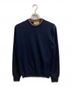 HERMESエルメス）の古着「ラウンドネックセーター」｜ネイビー×ブラウン