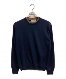 HERMES（エルメス）の古着「ラウンドネックセーター」｜ネイビー×ブラウン