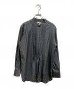 Rアール）の古着「ウールトロストレッチ ピンタックブラウス」｜グレー