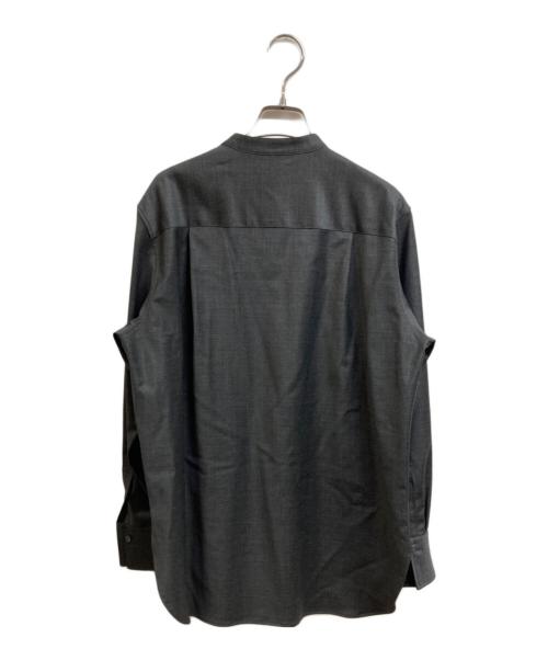 R（アール）R (アール) ウールトロストレッチ ピンタックブラウス グレー サイズ:40の古着・服飾アイテム