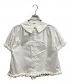 UNMINOUアンミヌ）の古着「フラワーモチーフブラウス」｜ホワイト