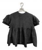 UNMINOUアンミヌ）の古着「ダブルフレアジャガードトップス」｜ブラック