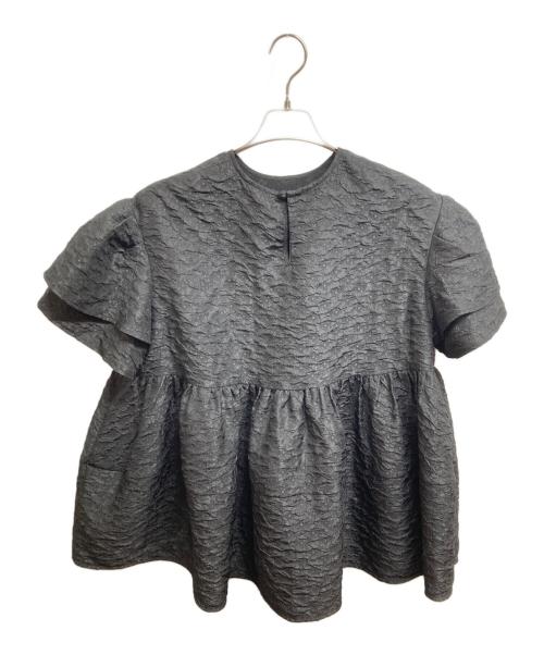 UNMINOU（アンミヌ）UNMINOU (アンミヌ) ダブルフレアジャガードトップス ブラック サイズ:Freeの古着・服飾アイテム