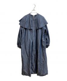 nest Robe（ネストローブ）の古着「コットンリネンダンガリーケープドレス」｜インディゴ