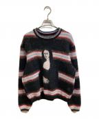 kota gushikenコウタグシケン）の古着「'FLUFFY MONA'ニットトップス」｜ブラック×レッド