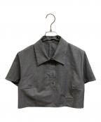 PRANK PROJECTプランクプロジェクト）の古着「ウーステッドストライプクロップドポロトップ」｜グレー