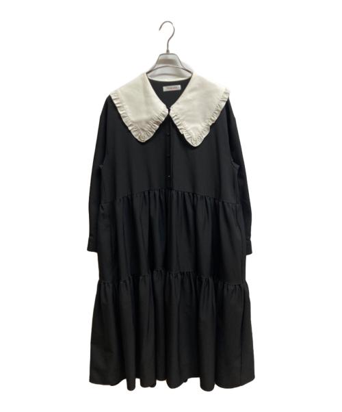 UNMINOU（アンミヌ）UNMINOU (アンミヌ) フリルカラードレス ブラック サイズ:FREEの古着・服飾アイテム