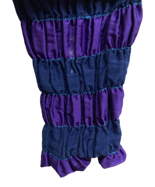 ISSEY MIYAKE（イッセイミヤケ）ISSEY MIYAKE (イッセイミヤケ) ボーダーギャザーシャツ パープル サイズ:2の古着・服飾アイテム