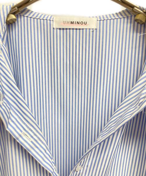 UNMINOU（アンミヌ）UNMINOU (アンミヌ) フリルカラーシャツドレス ブルー サイズ:Freeの古着・服飾アイテム