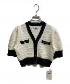 Lily Brown×MARY QUANTリリーブラウン×マリークヮント）の古着「デイジーモチーフニットカーディガン」｜ホワイト