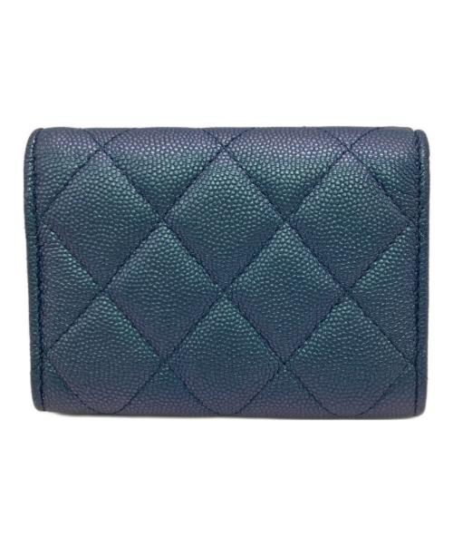 CHANEL（シャネル）CHANEL (シャネル) マトラッセ スモール フラップ ウォレット ブルーの古着・服飾アイテム