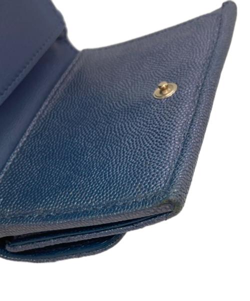 CHANEL（シャネル）CHANEL (シャネル) マトラッセ スモール フラップ ウォレット ブルーの古着・服飾アイテム