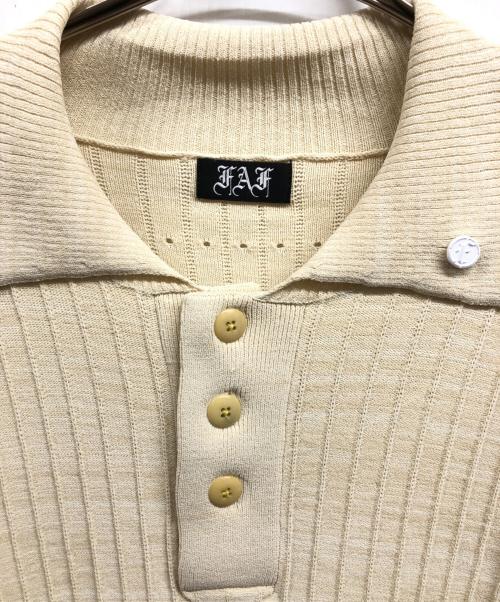 FAF（エフエーエフ）FAF (エフエーエフ) Viscose Rib Knit Polo ベージュ サイズ:2の古着・服飾アイテム