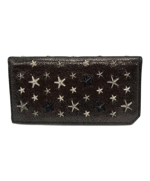 JIMMY CHOO（ジミーチュウ）JIMMY CHOO (ジミーチュウ) クーパー スタースタッズ バイカーレザー ウォレット ブラックの古着・服飾アイテム