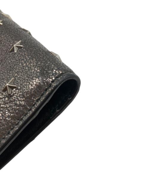 JIMMY CHOO（ジミーチュウ）JIMMY CHOO (ジミーチュウ) クーパー スタースタッズ バイカーレザー ウォレット ブラックの古着・服飾アイテム