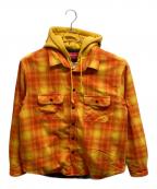 SUPREMEシュプリーム）の古着「21FW Hooded Flannel Zip Up Shirt」｜オレンジ
