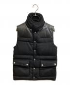 Cinquantaチンクワンタ）の古着「レザー切替ダウンベスト」｜ブラック