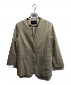 green label relaxingグリーンレーベルリラクシング）の古着「トリアセリネン ノーラペルジャケット」｜ベージュ