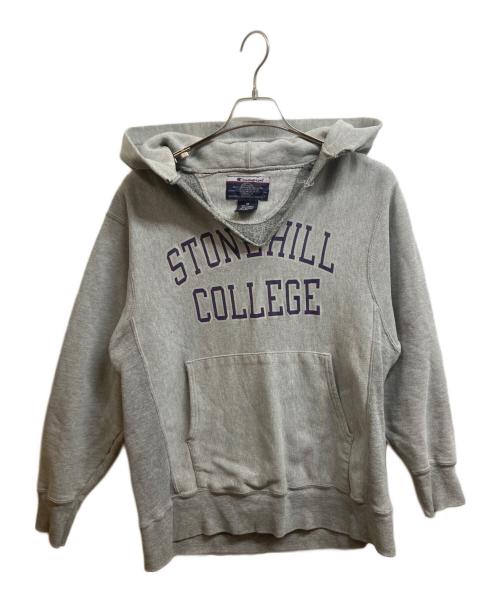 Champion REVERSE WEAVE（チャンピオン リバース ウィーブ）Champion REVERSE WEAVE (チャンピオン リバース ウィーブ) 00s カレッジロゴ プルオーバーパーカー グレー サイズ:Mの古着・服飾アイテム