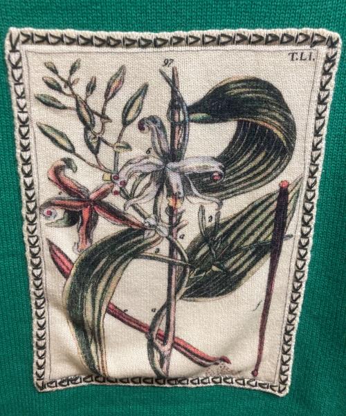 CABAN（キャバン）CABAN (キャバン) ウールカシミヤ アートフレーム クルーネックプルオーバー グリーン サイズ:Fの古着・服飾アイテム