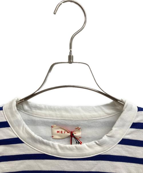 MEYAME（メヤメ）MEYAME (メヤメ) ボーダーダブルロングスリーブTEE ブルー サイズ:Freeの古着・服飾アイテム