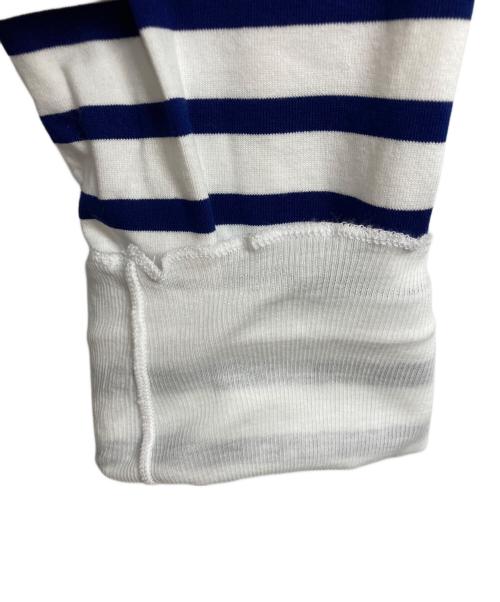 MEYAME（メヤメ）MEYAME (メヤメ) ボーダーダブルロングスリーブTEE ブルー サイズ:Freeの古着・服飾アイテム