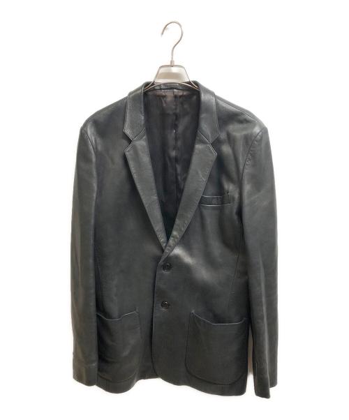 agnes b homme（アニエスベーオム）agnes b homme (アニエスベーオム) レザーテーラードジャケット ブラック サイズ:不明の古着・服飾アイテム
