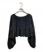 CADUNEカデュネ）の古着「シャーリングバルーンブラウス」｜ブラック