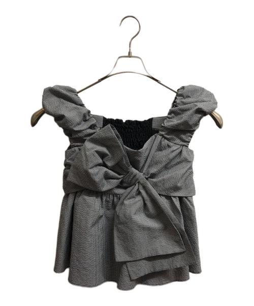 FRAY ID（フレイ アイディー）FRAY ID (フレイ アイディー) リボンディテールトップス ブラックの古着・服飾アイテム