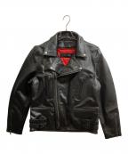 Liugoo Leathersリューグーレザーズ）の古着「ダブルライダースジャケット」｜ブラック