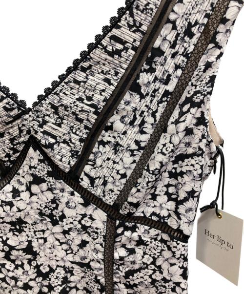 HER LIP TO（ハーリップトゥ）HER LIP TO (ハーリップトゥ) Lace Trimmed Floral Dress ホワイト×ブラック サイズ:M 未使用品の古着・服飾アイテム