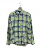 RALPH LAURENラルフローレン）の古着「リネンチェックシャツ/RALPH LAURENシャツ」｜グリーン