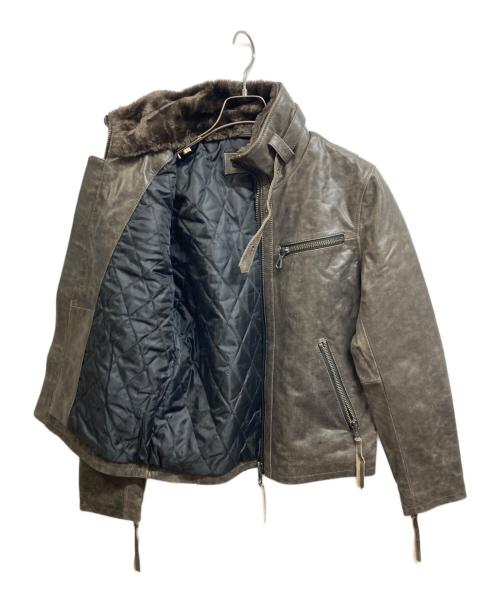 Liugoo Leathers（リューグーレザーズ）Liugoo Leathers (リューグーレザーズ) ボアライナーレザージャケット ブラウン サイズ:Mの古着・服飾アイテム