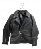 Liugoo Leathersリューグーレザーズ）の古着「カウレザーダブルライダースジャケット」｜ブラック