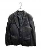 Liugoo Leathersリューグーレザーズ）の古着「レザーテーラードジャケット」｜ブラック