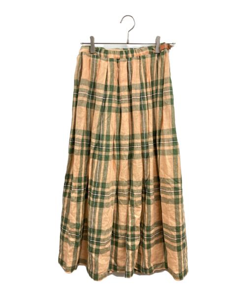 O'NEIL OF DUBLIN（オニールオブダブリン）O'NEIL OF DUBLIN (オニールオブダブリン) リネンキルトスカート オレンジ サイズ:34の古着・服飾アイテム