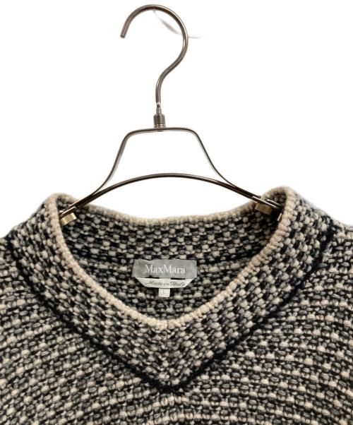 MaxMara（マックスマーラ）MaxMara (マックスマーラ) ボーダーvネックニット ブラック サイズ:Lの古着・服飾アイテム