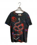 GUCCIグッチ）の古着「スネークプリントTシャツ」｜ブラック