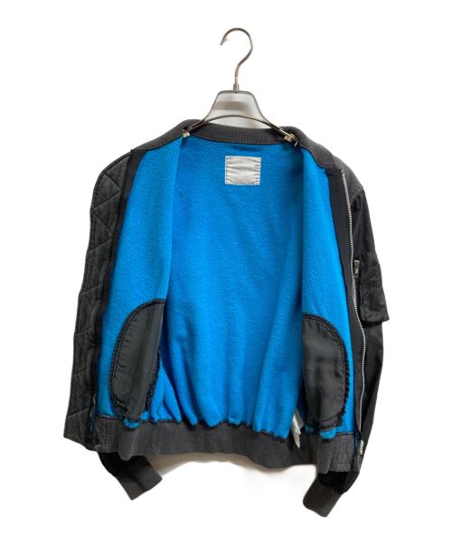 sacai（サカイ）sacai (サカイ) ナイロン切替スウェットフライトジャケット グレー サイズ:1の古着・服飾アイテム