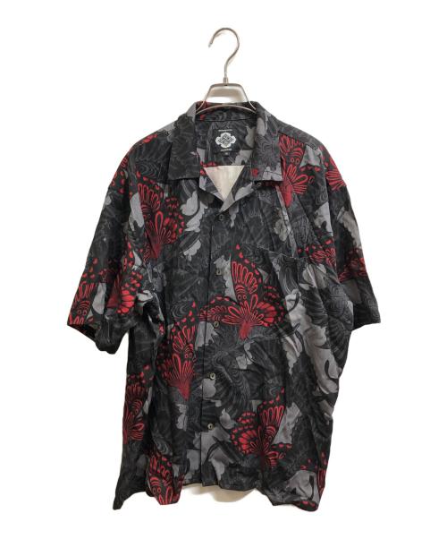 BUDSPOOL（バッズプール）BUDSPOOL (バッズプール) GAKKIN (ガッキン) 25SS 三艶蝶 HAWAIIAN SHIRT ブラック×レッド サイズ:XLの古着・服飾アイテム