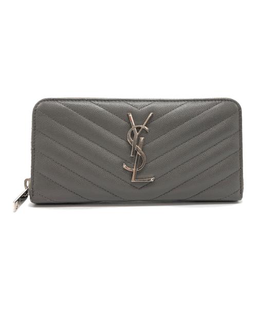 Saint Laurent Paris（サンローランパリ）Saint Laurent Paris (サンローランパリ) ラウンドファスナー 長財布 グレーの古着・服飾アイテム